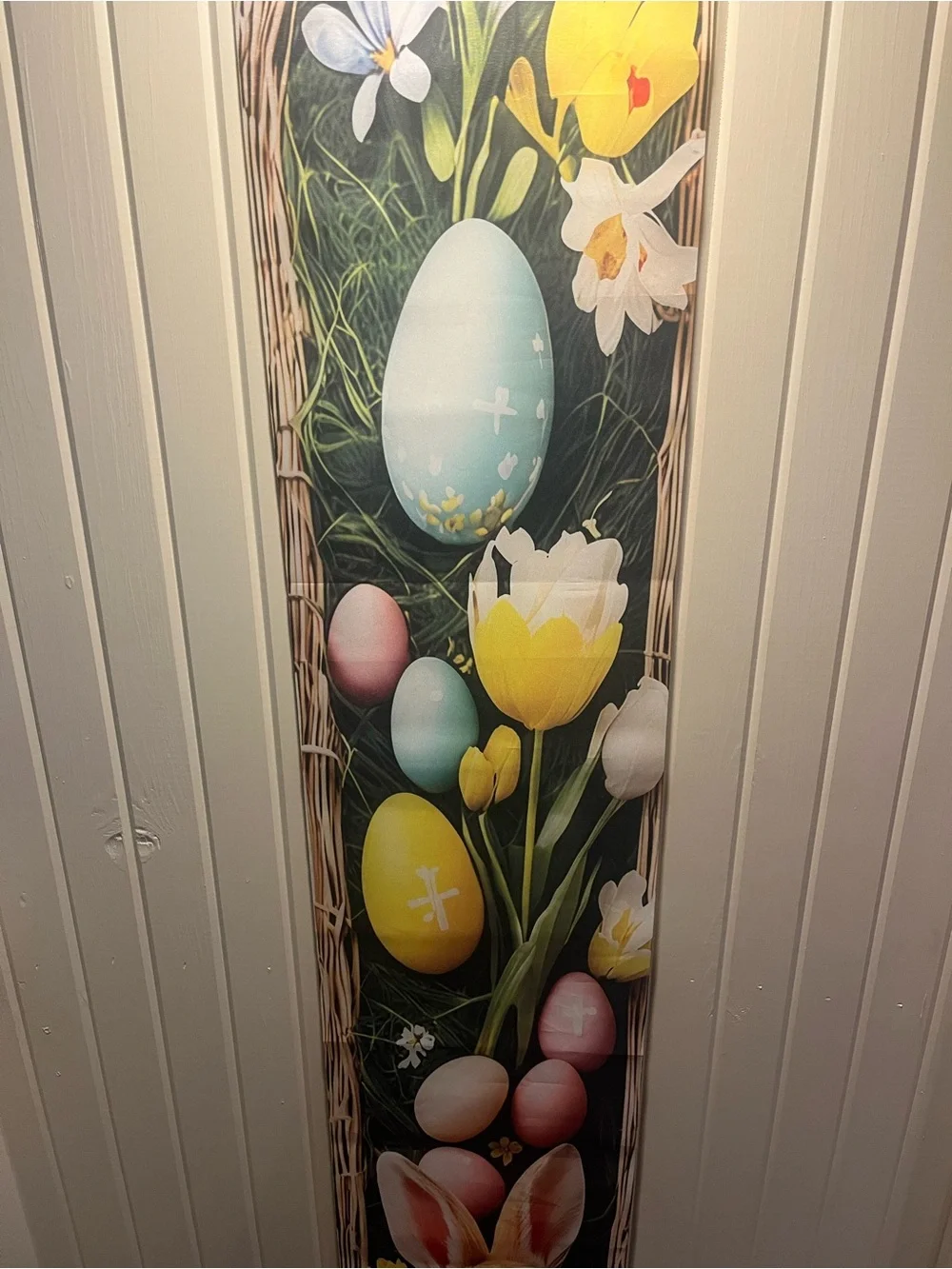 Easter Bunny & Eggs Vertical Wall Banner - Pastel Spring Colors